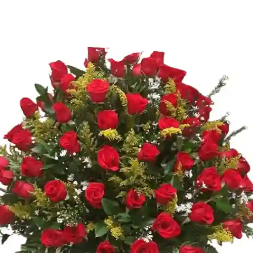 Arreglo Floral Redondo Con Rosas Rojas