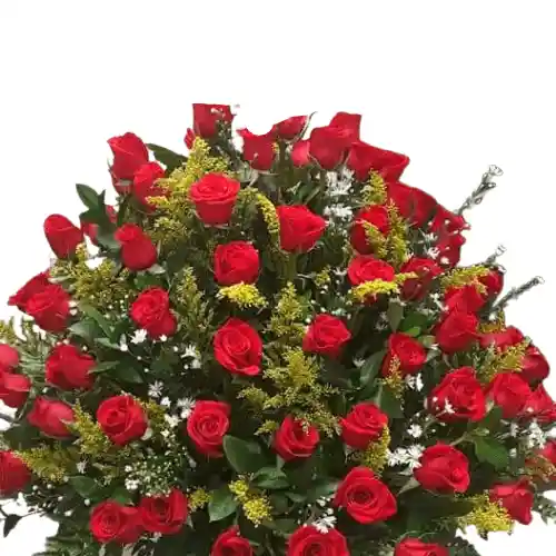 Arreglo Floral Redondo Con Rosas Rojas