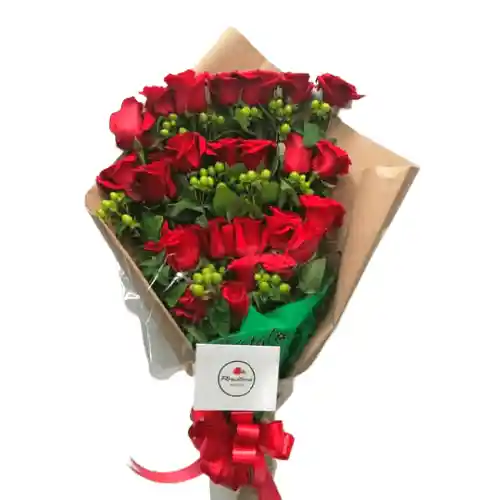 Bouquete De Finas Rosas Con Cafetos