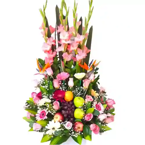 Arreglo Floral Frutero Con Margaritas