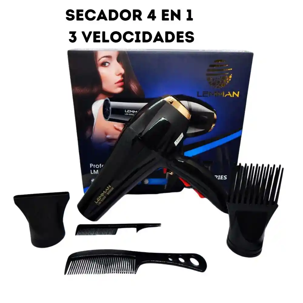 Secador De Cabello Leman 5000 W Con 4 Accesorios