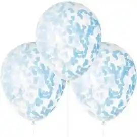 Globos Con Confettis Azul Cielo X 5 Und
