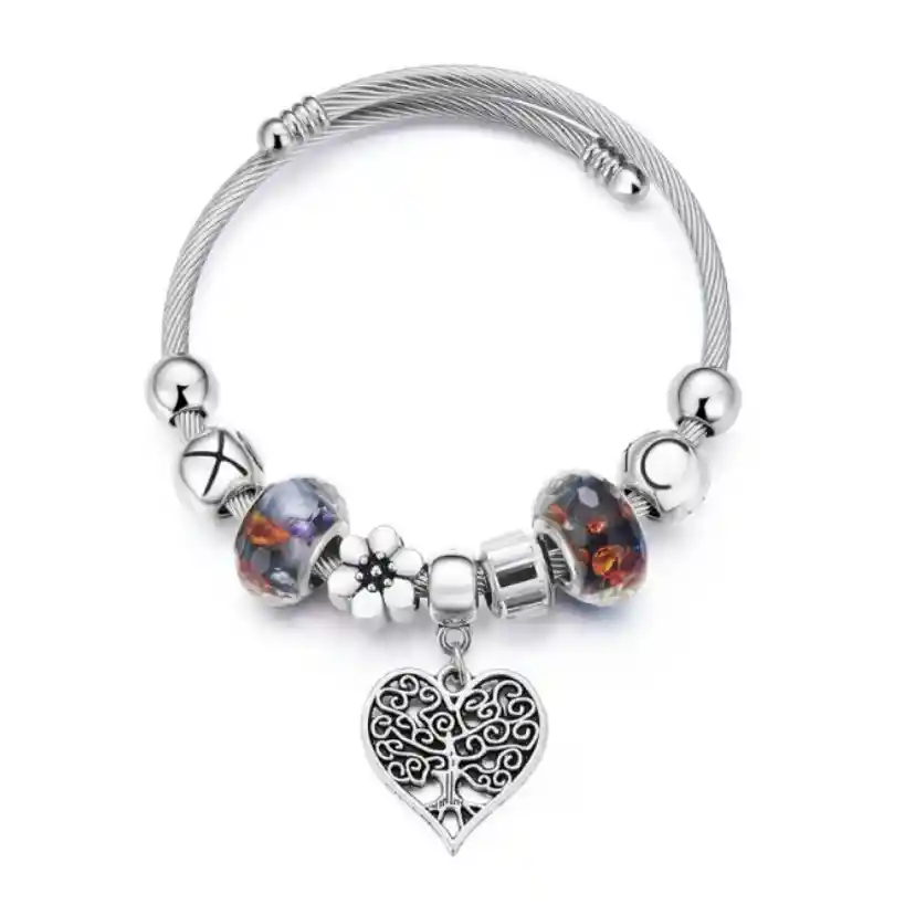 Pulsera Manilla Ajustable Mujer Corazón Árbol De La Vida