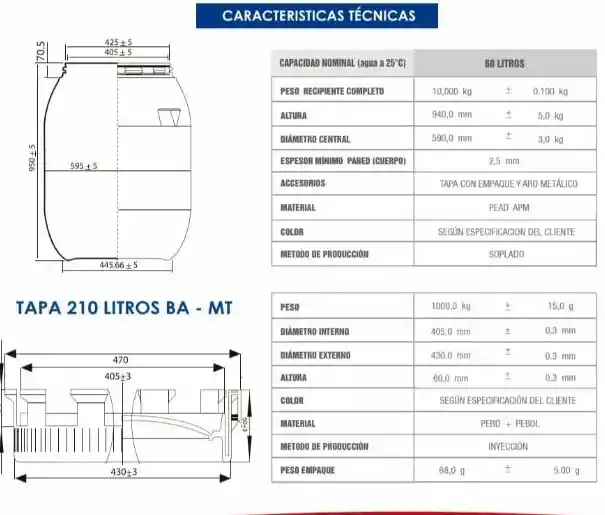 Tambor 210 Ltrs Ba X 1 Unidad