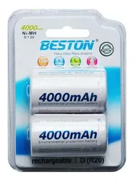 Pila Bateria Beston Recargable Tipo D Bst-d R20 4000 1.2v Ni-mh X2u