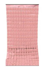 Cortina Metalizada Espejo De Cuadros Oro Rosa