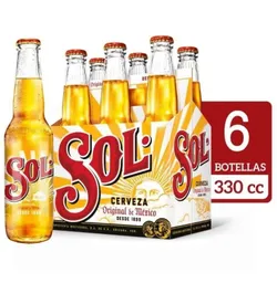 Sol 6 Cervezas Botella 330 Ml Sixpack Mexicana