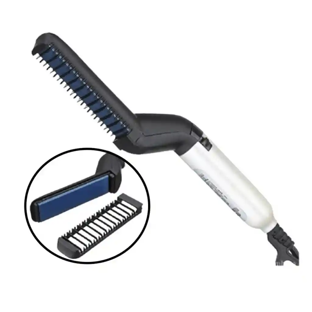 Plancha Barba Cepillo Alisador Cabello Hombre 4 En 1 Peine