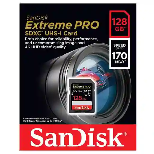 Sandisk Sd Card 128Gb Extreme Pro 170Mbs