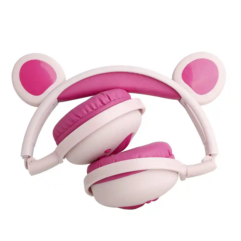 Audifonos Diadema Inalambricos Microfono Bluetooh Luz Led Hello Bear Bk5 Rosa Oscuro (5145)