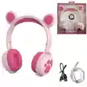 Audifonos Diadema Inalambricos Microfono Bluetooh Luz Led Hello Bear Bk5 Rosa Oscuro (5145)