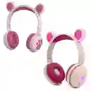 Audifonos Diadema Inalambricos Microfono Bluetooh Luz Led Hello Bear Bk5 Rosa Oscuro (5145)