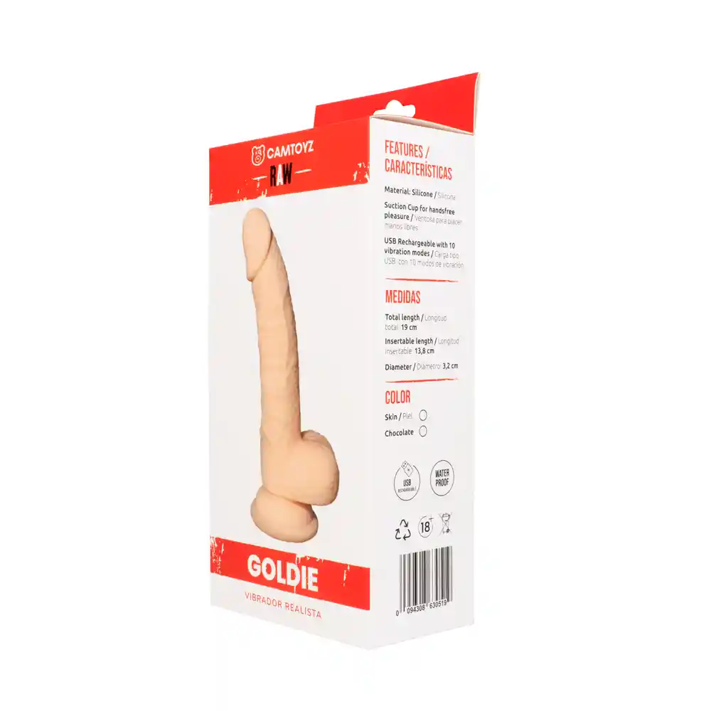 Vibrador Realista Goldie 19 Cm Piel Recargable