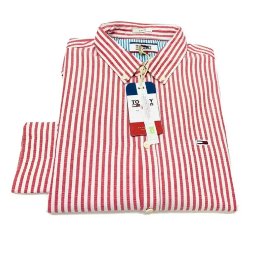 Talla M, L - Camisa Hombre Tommy Hilfiger Cuadros Rojo Blanco Steel Slimfit Performance Stretch Red | Original