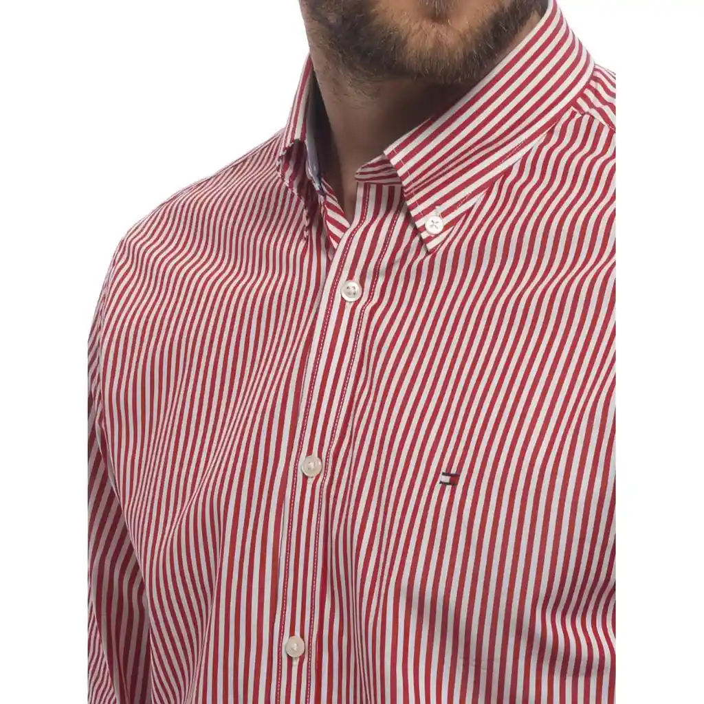 Talla M, L - Camisa Hombre Tommy Hilfiger Cuadros Rojo Blanco Steel Slimfit Performance Stretch Red | Original