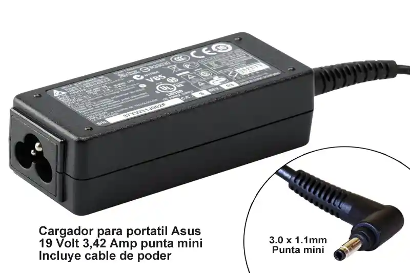 Asus Cargador Para Computador Portatil19Volt/3,42Amp (3,0X1,1Mm) Genericos