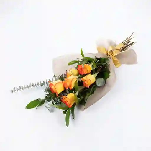 Bouquet 6 Rosas Amarillas / Naranja
