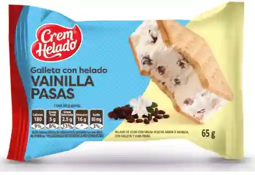 Galleta Con Helado Vainilla Pasas