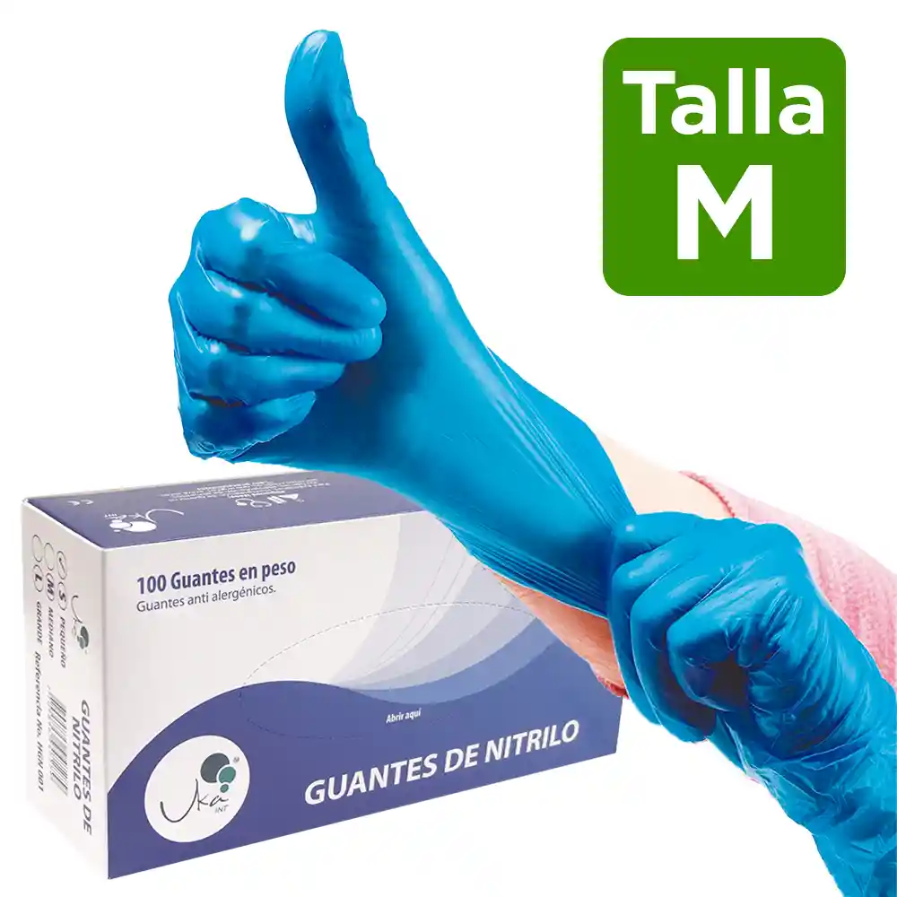 Guantes Desechables De Nitrilo Azul X100 Und Uka Talla M