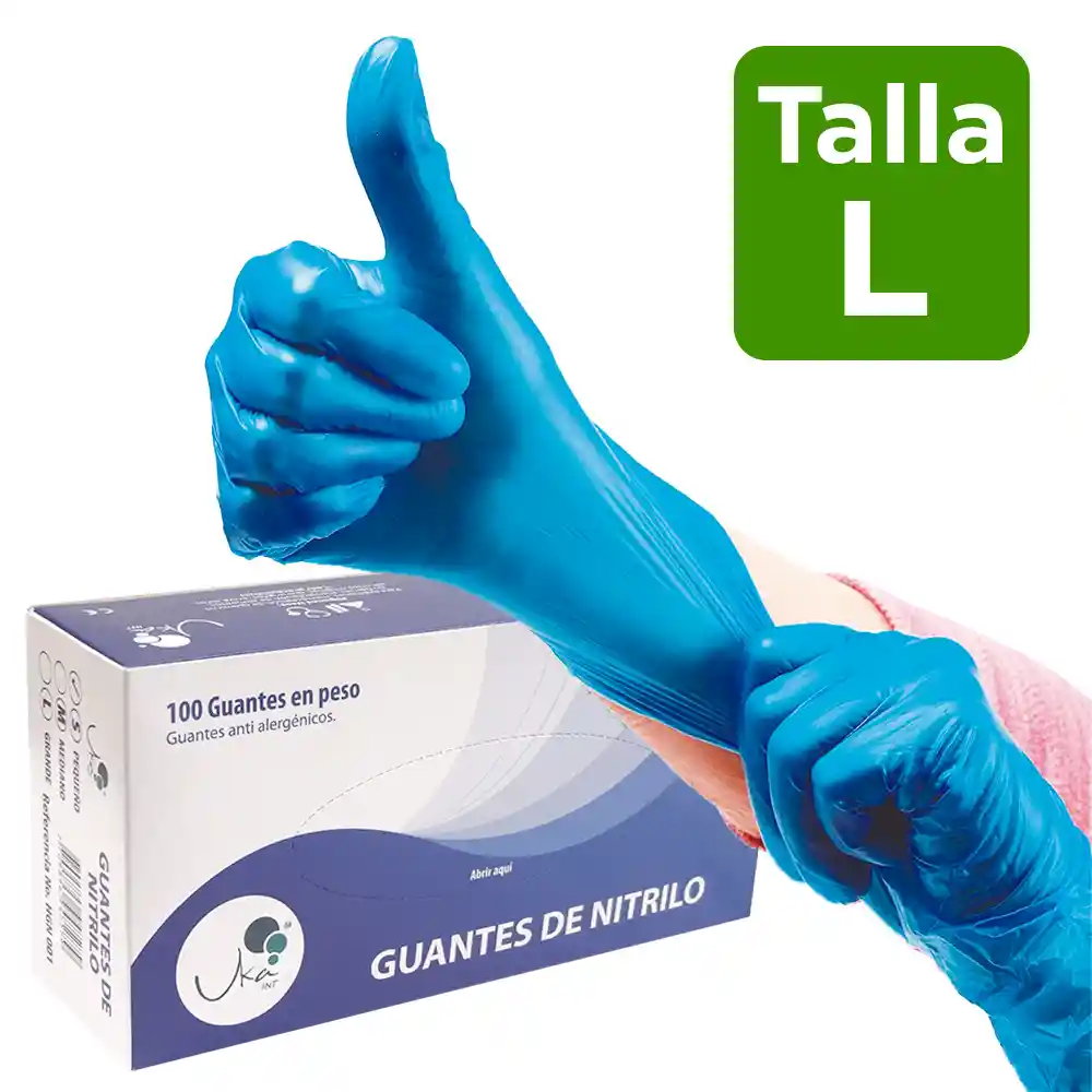 Guantes Desechables De Nitrilo Azul X100 Und Uka Talla L