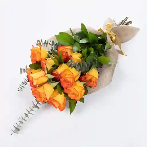 Bouquet 12 Rosas Amarillas / Naranja