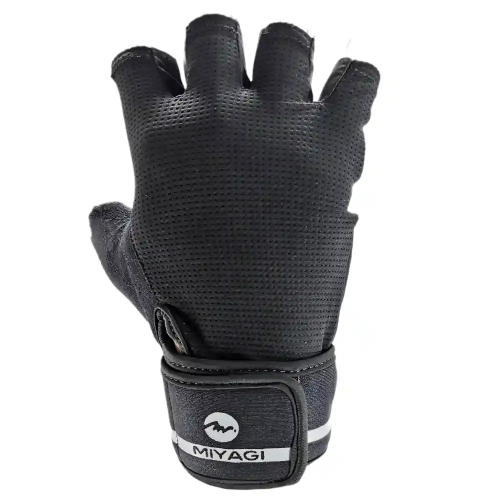 Guantes Cuero Muñequera Miyagi Pesas Barra Gimnasio Fitness