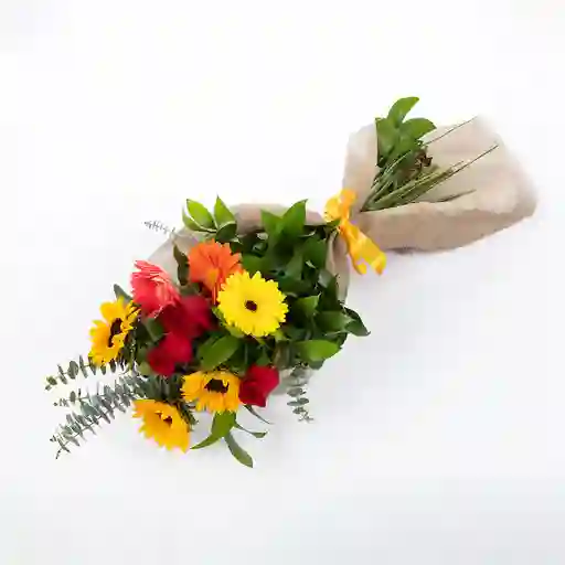 Bouquet Rosas, Girasoles Y Gerberas