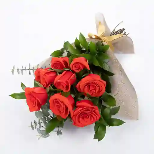 Bouquet 9 Rosas Naranja/ Amarillas