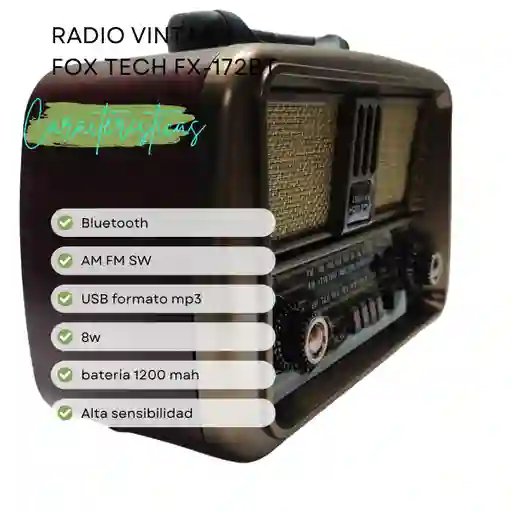 Radio Bluetooth Recargable Am Fm Sw Fox Tech Fx-172bt 110v