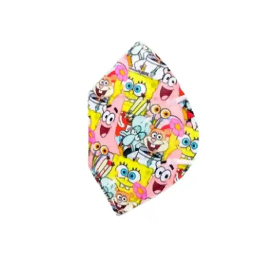 Unidad Tapabocas Bob Esponja Estampados N95 Niños Con Clip Nasal | Empaque Individual