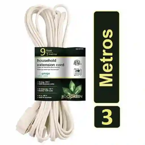 Extensión Eléctrica 3 Metros 9ft Cable Energía Multitoma Regleta