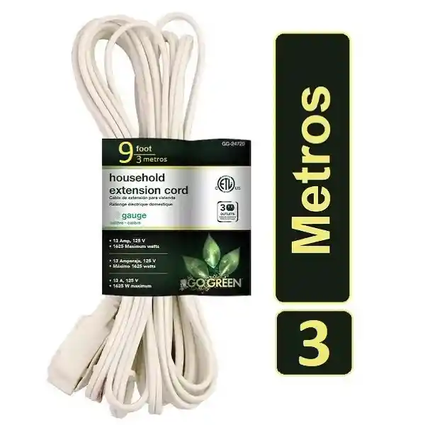 Extensión Eléctrica 3 Metros 9ft Cable Energía Multitoma Regleta