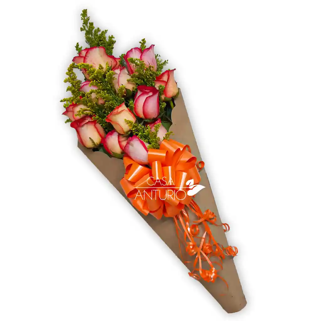 Bouquet En Sobre Con 12 Rosas Naranjas