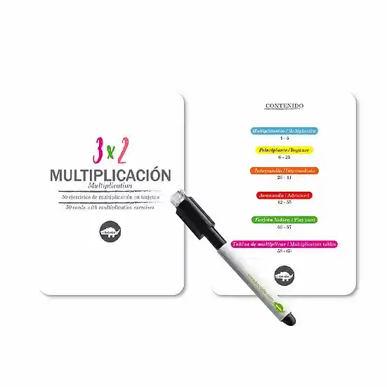 Multiplicación Flashcards Kocodio Borrables Cartas Didácticas