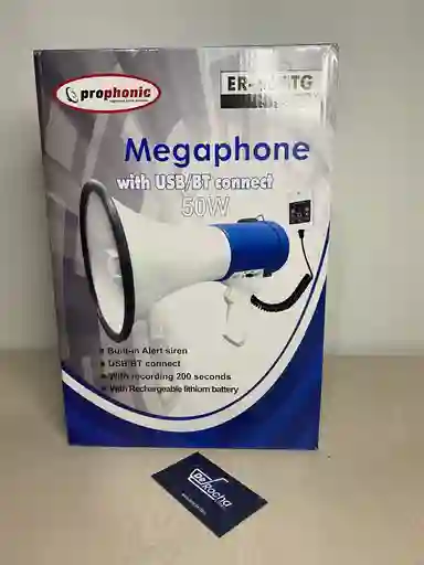 Megafono Recargable 50w Usb/sd Sirena Grabador Voz Blanco