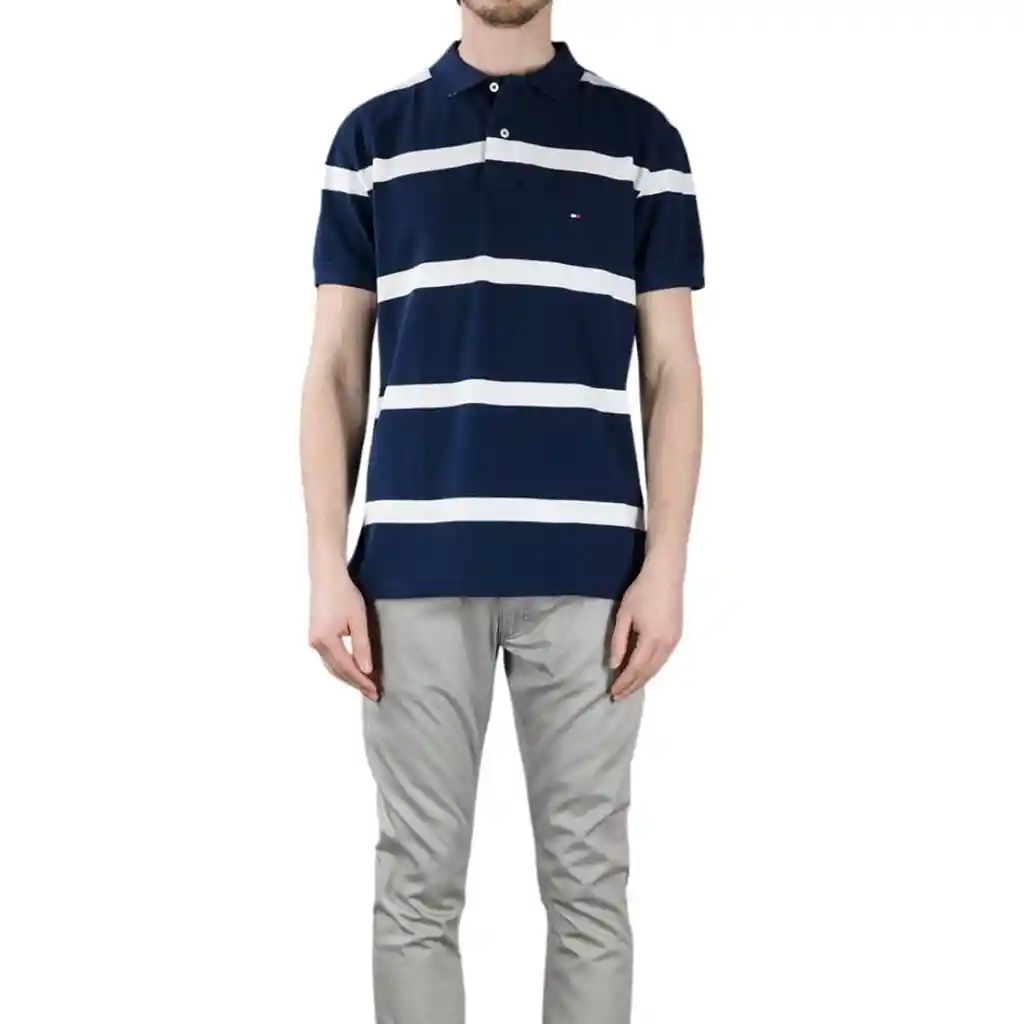 Talla S, M - Polo Hombre Tommy Hilfiger Breton Stripe Dark Blue | Original