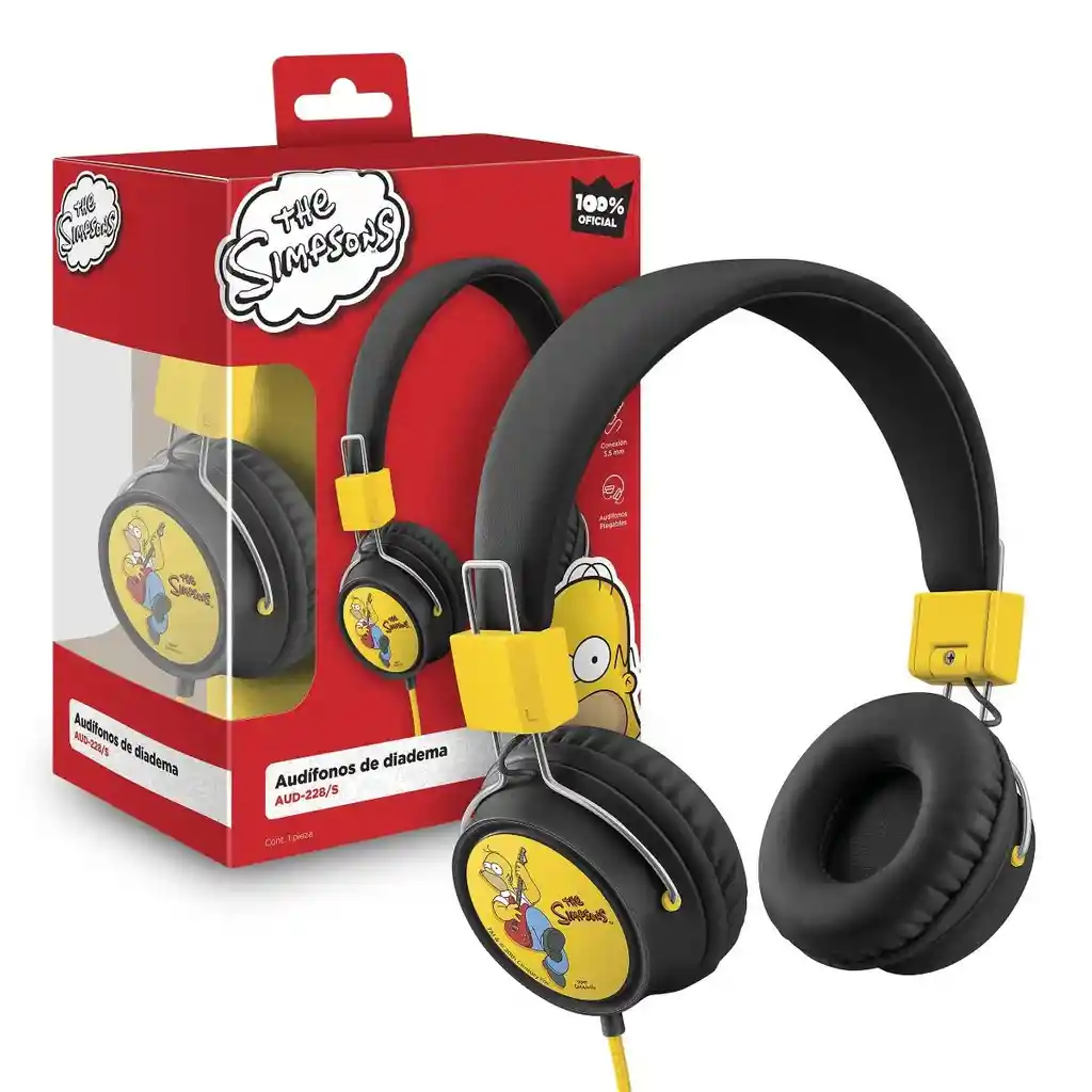 Steren Audifonos Cable Cordon Diadema The Simpsonsaud-228/S Rock