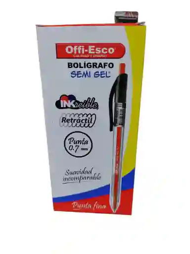 Esfero / Boligrafo Semi-gel Retractil Negro Lapicero 1 Und