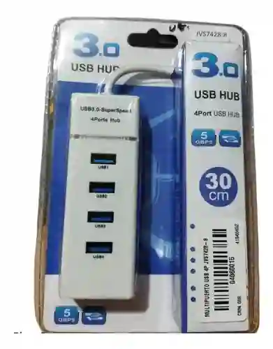 Hub Usb 3.0 4 Puertos De 5 Gbps Cable 30 Cm