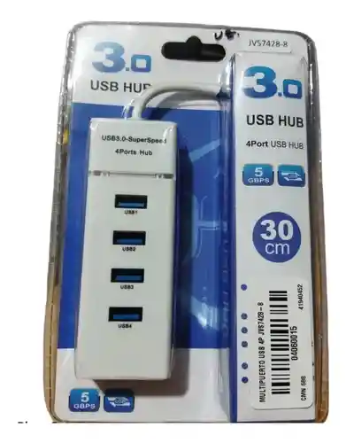 Hub Usb 3.0 4 Puertos De 5 Gbps Cable 30 Cm