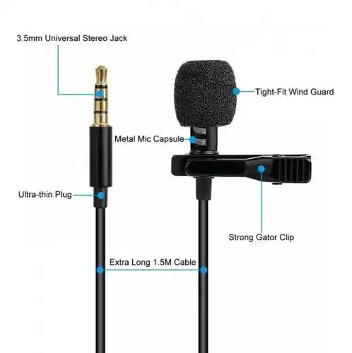 Micrófono De Solapa Para Celular + Adaptador Para Pc 3.5 Mm.
