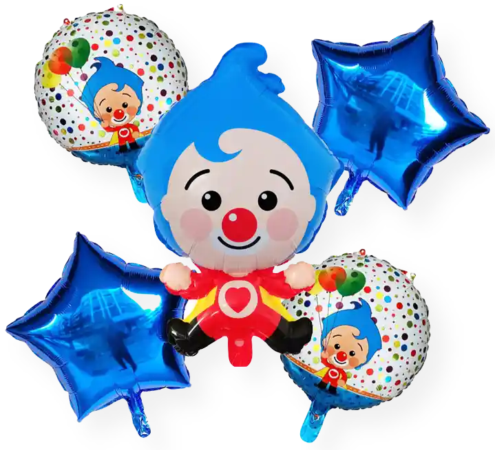 Globos Bouquet De Bombas Metalizados Payaso Plin Plin