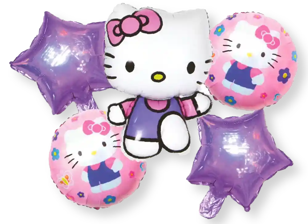 Globos Bouquet De Bombas Metalizados Hello Kitty