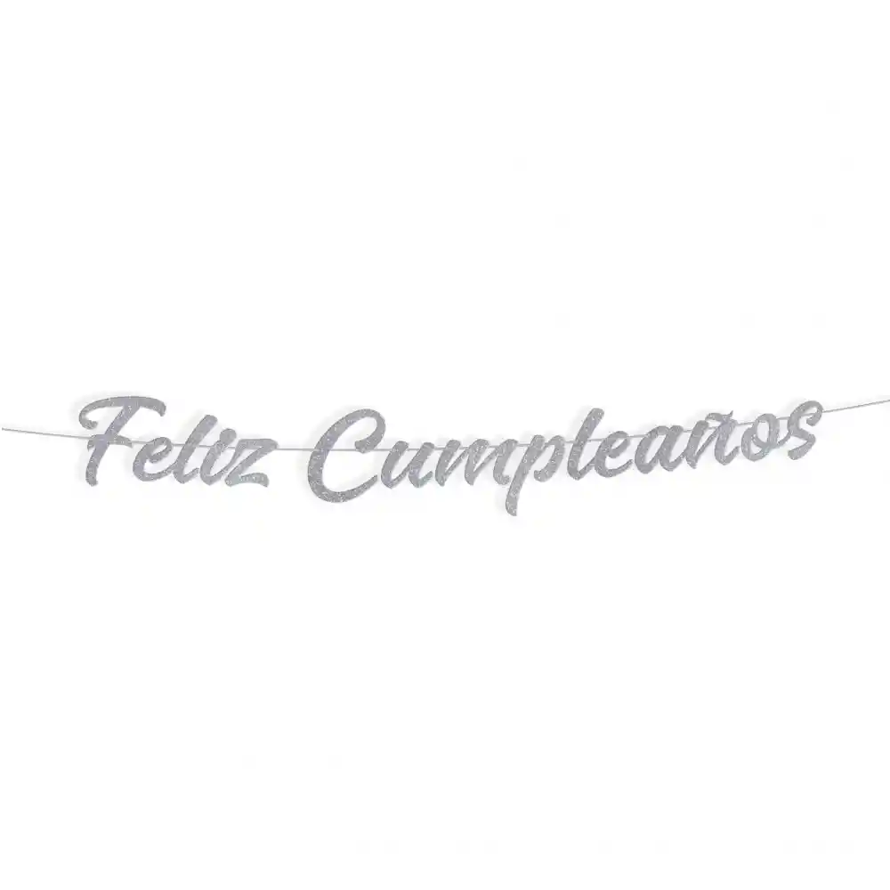 Guirnalda, Festón “feliz Cumpleaños” Letras Cursivas Plateado