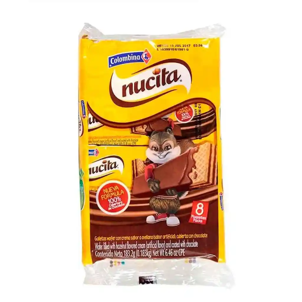 Wafer Nucita X8und Cubierta De Chocolate