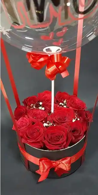 Cilindro Rosas Con Globo