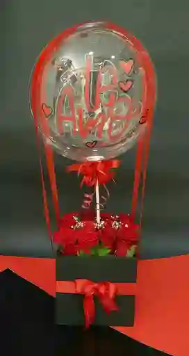 Caja Rosas Con Globo