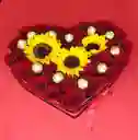 Caja Corazón Rosas Y Girasol