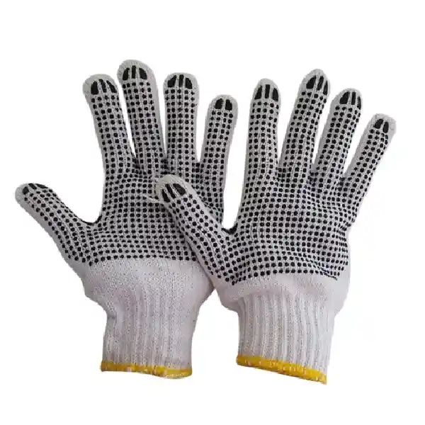 Guantes Tejidos Con Puntos Pvc Algodón Tela 1 Par