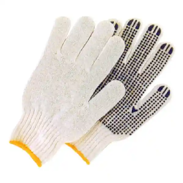 Guantes Tejidos Con Puntos Pvc Algodón Tela 1 Par